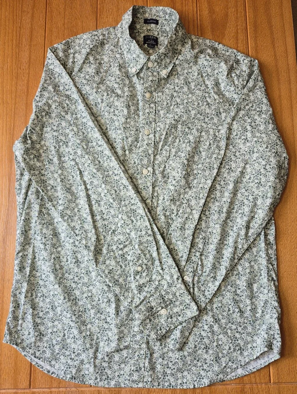 J. Crew Flex Washed Ditsy Floral Print Button Down Shirt - Size Large
